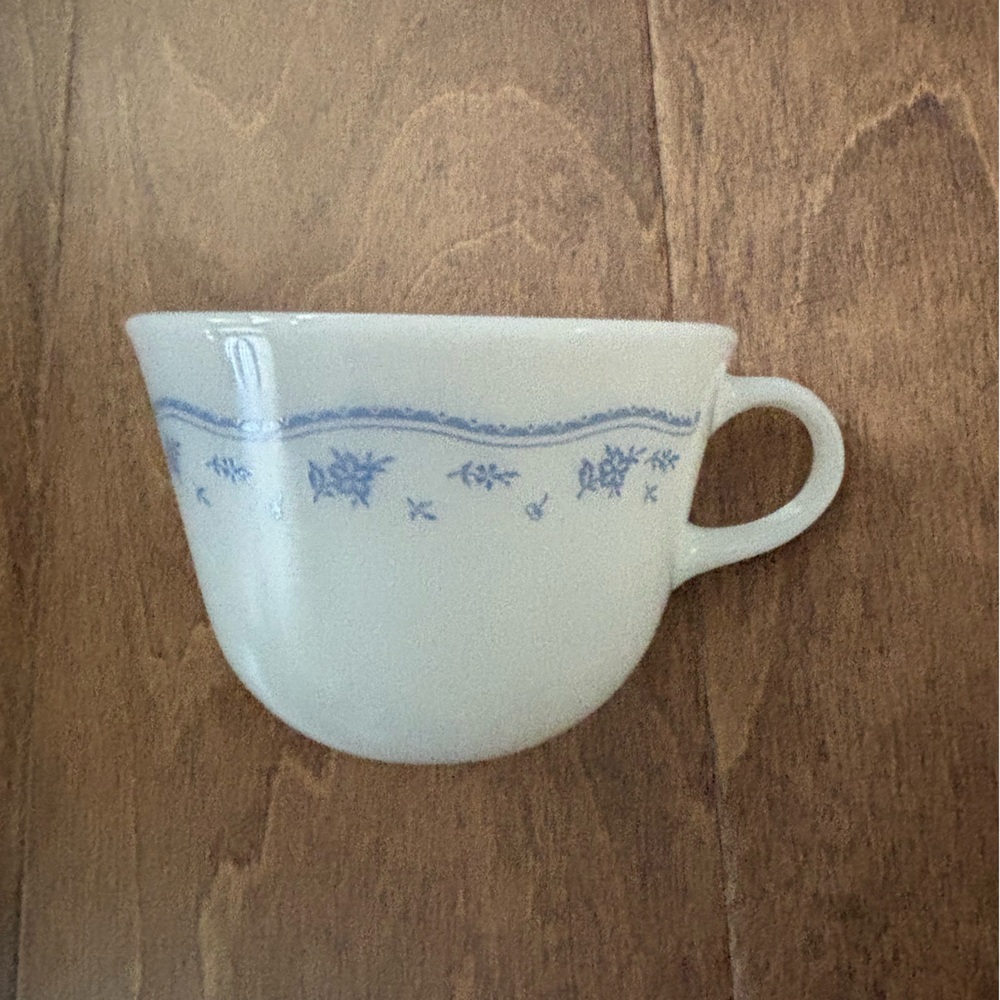 2 Vintage Pyrex Morning Blue 8 oz Coffee Cups Mugs